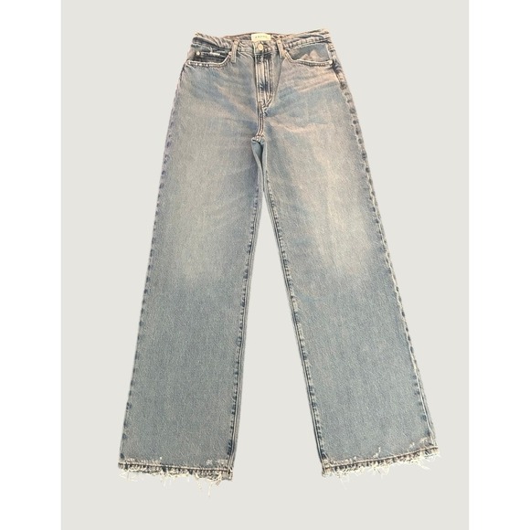 FRAME Denim - FRAME Le Jane Wide Leg High Rise Jeans Light Wash Raw Hem Size 27 NEW 1401